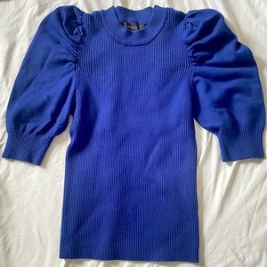 En Saison crew neck puffed shoulders 1/2 sleeves top